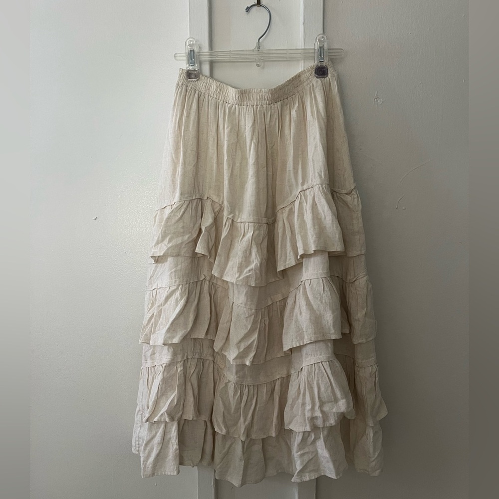 Pleated Ruffle Maxi Skirt